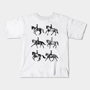 Black Dressage Horses Kids T-Shirt